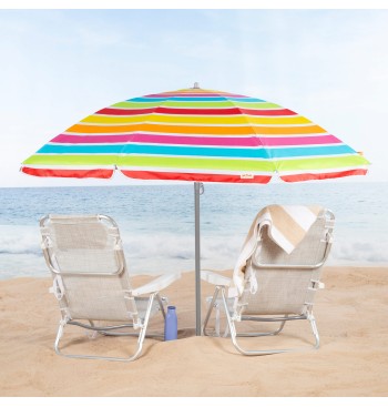 Parapluie de plage 8 tiges 200 cm rayé couleurs 2