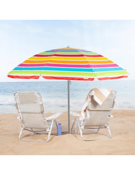 Parapluie de plage 8 tiges 200 cm rayé couleurs