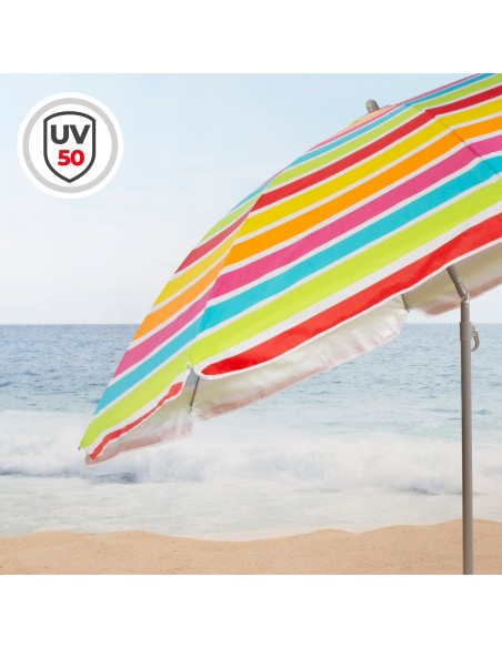 Parapluie de plage 8 tiges 200 cm rayé couleurs