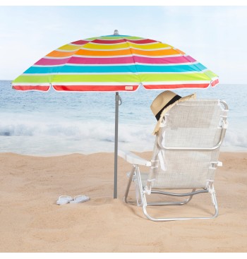 Parapluie de plage 8 tiges 180 cm rayé couleurs 2