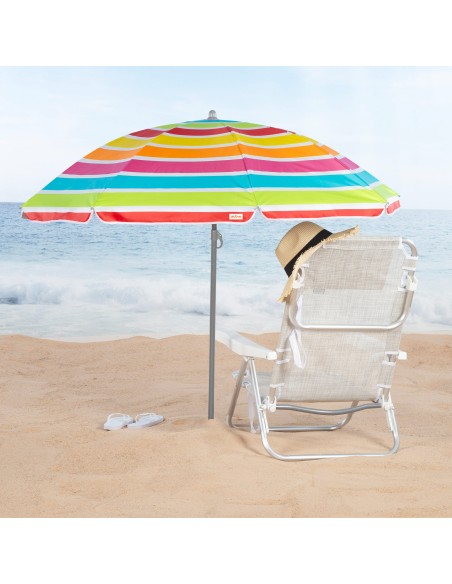 Parapluie de plage 8 tiges 180 cm rayé couleurs