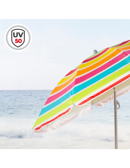 Parapluie de plage 8 tiges 180 cm rayé couleurs
