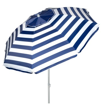 Parapluie de plage coupe-vent 8 tiges 220 cm rayures...