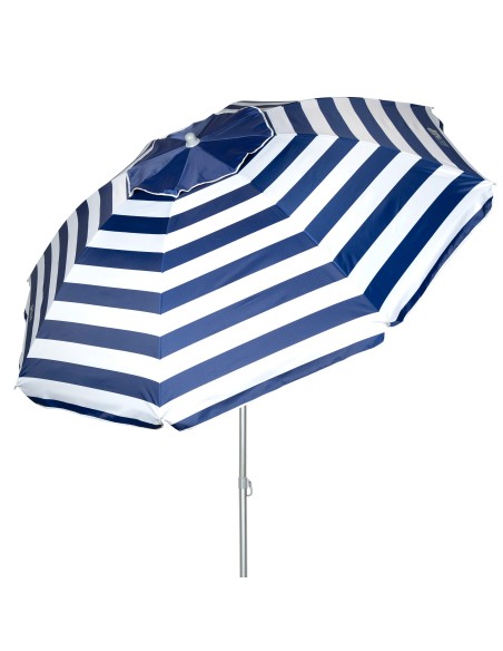 Parapluie de plage coupe-vent 8 tiges 220 cm rayures marinières