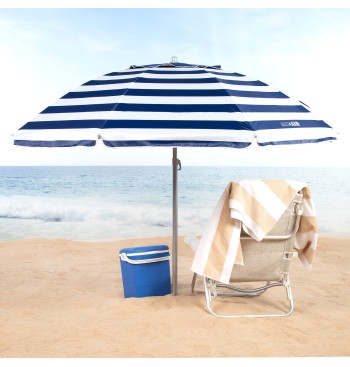 Parapluie de plage coupe-vent 8 tiges 220 cm rayures... 2