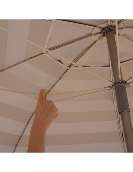 Parapluie de plage coupe-vent 8 tiges 220 cm rayures marinières