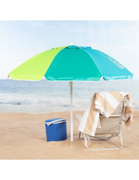 Parapluie de plage coupe-vent 8 tiges 200 cm multicolore