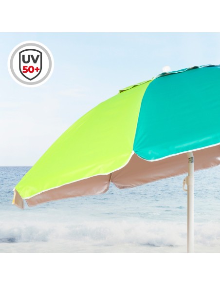 Parapluie de plage coupe-vent 8 tiges 200 cm multicolore