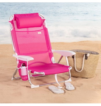 Chaise de plage pliante basse multipositions 51x45x76 cm... 2