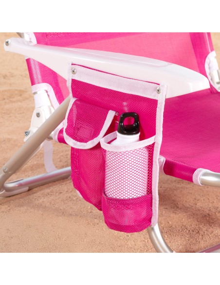 Chaise de plage pliante basse multipositions 51x45x76 cm fuchsia
