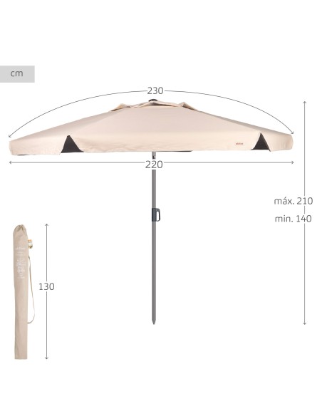 Grand parasol de jardin inclinable coupe-vent 230 cm UV50 ivoire