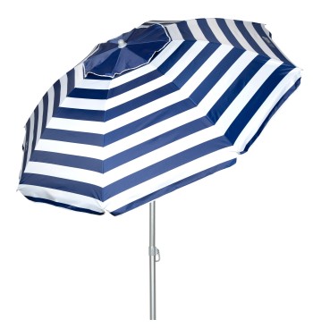 Parapluie de plage coupe-vent 8 tiges 200 cm rayures...