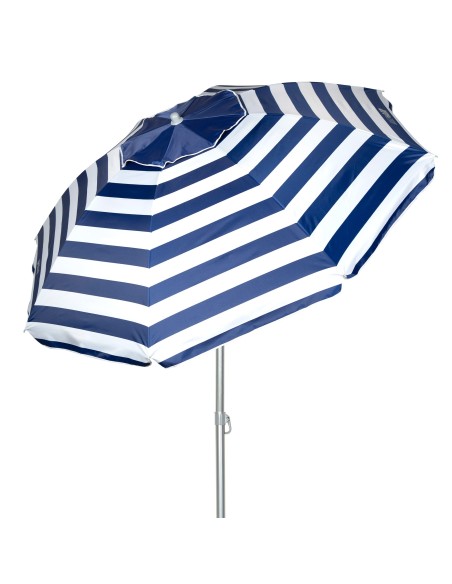 Parapluie de plage coupe-vent 8 tiges 200 cm rayures marinières