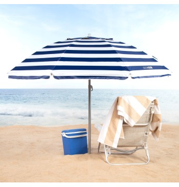 Parapluie de plage coupe-vent 8 tiges 200 cm rayures... 2