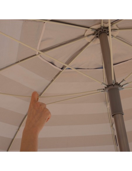 Parapluie de plage coupe-vent 8 tiges 200 cm rayures marinières