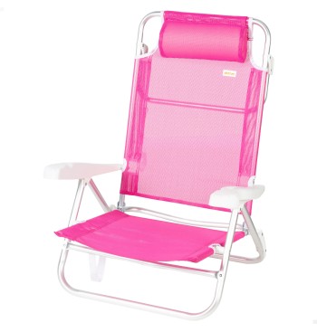 Chaise de plage basse multiposition 47x49x82 cm fuchsia