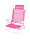Chaise de plage basse multiposition 47x49x82 cm fuchsia