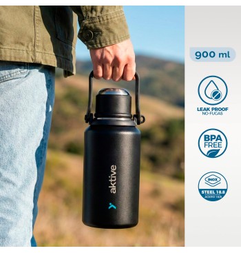 Bouteille isotherme noire de 900 ml en acier inoxydable... 2