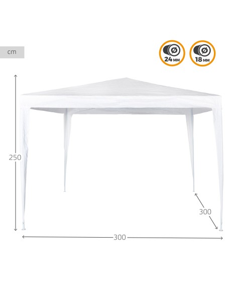 Tonnelle jardin amovible 300x300x250 cm blanc