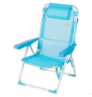 Chaise de plage haute multipositions 48x60x90 cm bleu