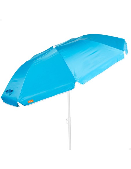 Parapluie de plage pliant compact avec 8 tiges 180 cm bleu