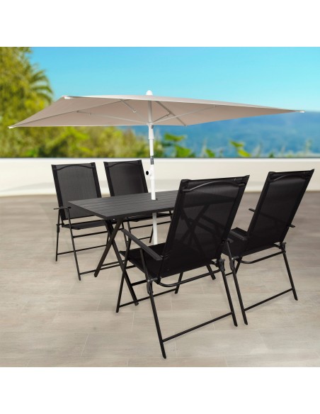 Parasol de jardin rectangulaire inclinable 180x145 cm UV30 beige