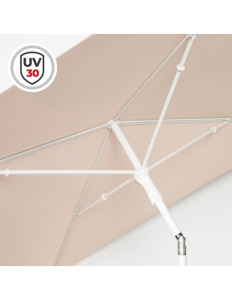 Parasol de jardin rectangulaire inclinable 180x145 cm UV30 beige