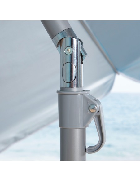 Parapluie de plage coupe-vent 8 mâts 220 cm bleu clair