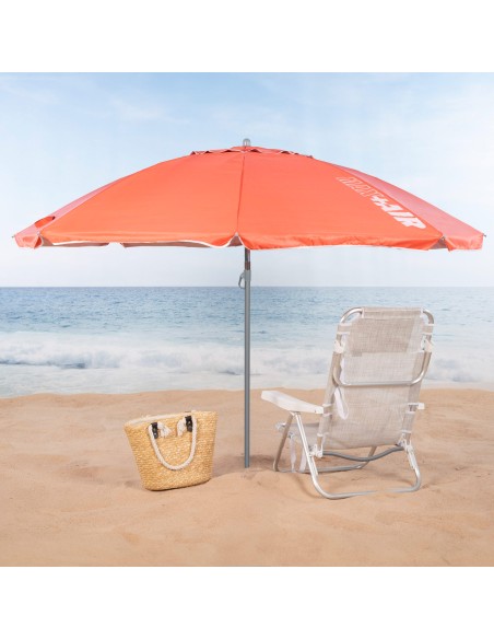Parapluie de plage coupe-vent 8 cannes 220 cm corail