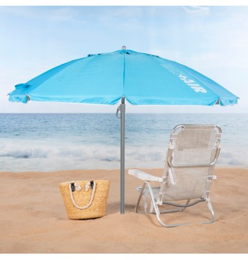 Parapluie plage coupe-vent 8 tiges 200 cm bleu 2