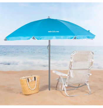 Parapluie de plage 8 tiges 180 cm bleu 2