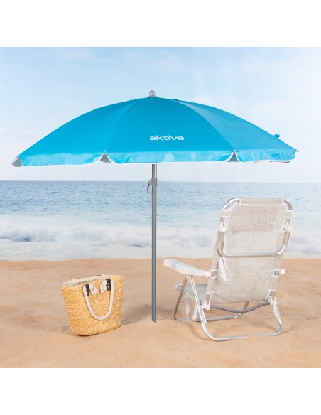 Parapluie de plage 8 tiges 180 cm bleu