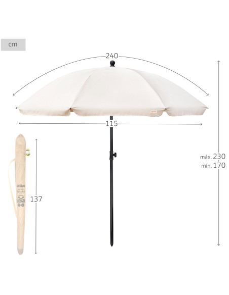 Parasol de jardin inclinable 240 cm UV30 beige