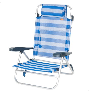 Chaise de plage basse multiposition 47x49x82 cm rayures...