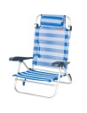 Chaise de plage basse multiposition 47x49x82 cm rayures marinières