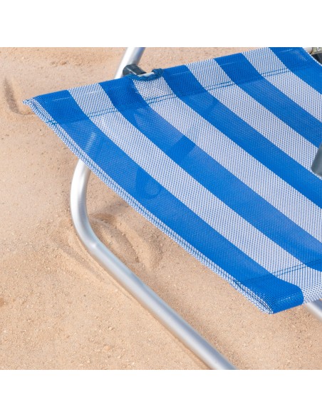 Chaise de plage basse multiposition 47x49x82 cm rayures marinières
