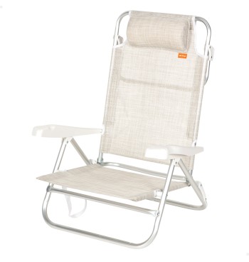 Chaise de plage basse multiposition 47x49x82 cm beige