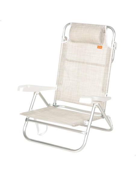 Chaise de plage basse multiposition 47x49x82 cm beige