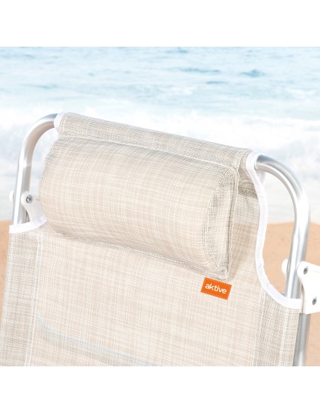 Chaise de plage basse multiposition 47x49x82 cm beige