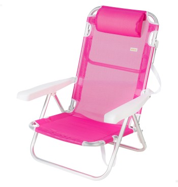 Chaise de plage basse multiposition 48x46x84 cm fuchsia