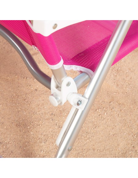 Chaise de plage basse multiposition 48x46x84 cm fuchsia