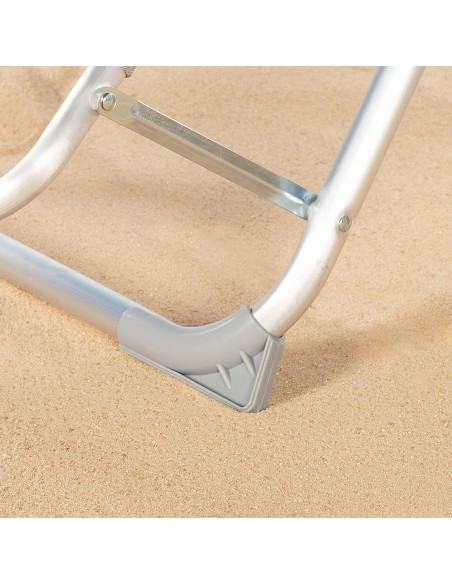 Transat de plage pliable multi-positions bleu avec coussin