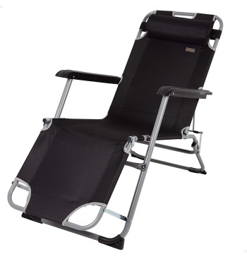 Chaise longue de jardin pliante multi-positions noire...