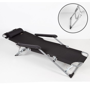Chaise longue de jardin pliante multi-positions noire... 2