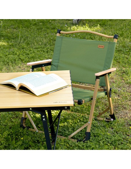 Chaise pliante basse glamping vert acier