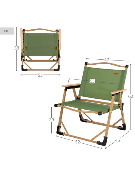 Chaise pliante basse glamping vert acier