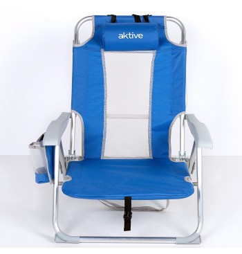 Chaise de plage basse multiposition XL 50x55x80 cm bleu 2