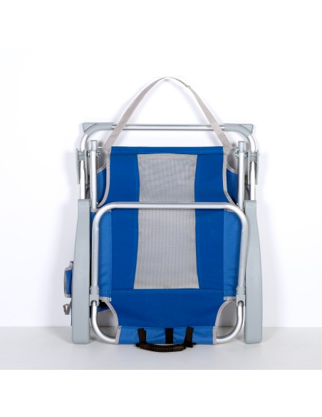 Chaise de plage basse multiposition XL 50x55x80 cm bleu