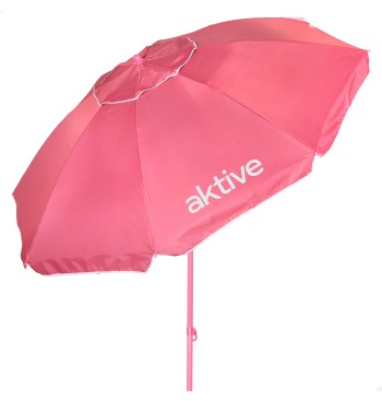 Parasol de plage rose inclinable de 220 cm de diamètre...