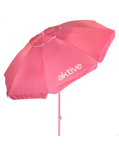 Parasol de plage rose inclinable de 220 cm de diamètre avec protection UV50